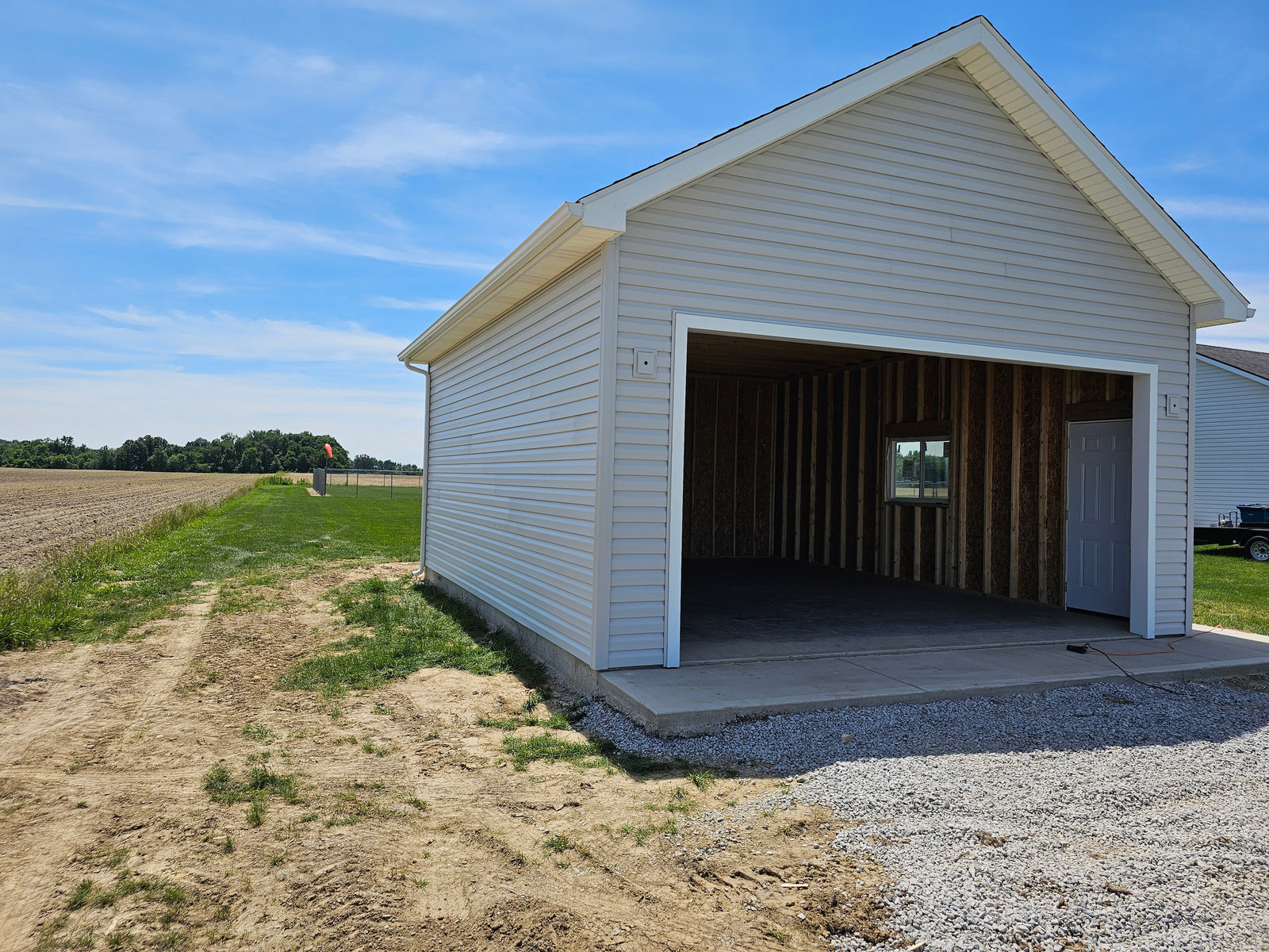 New detached garage under construction by a Northern Indiana garage builder